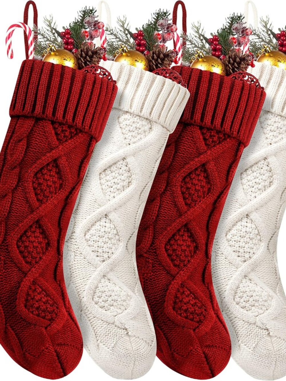 Christmas Stockings, Cable Knit Family Stockings for Fireplace